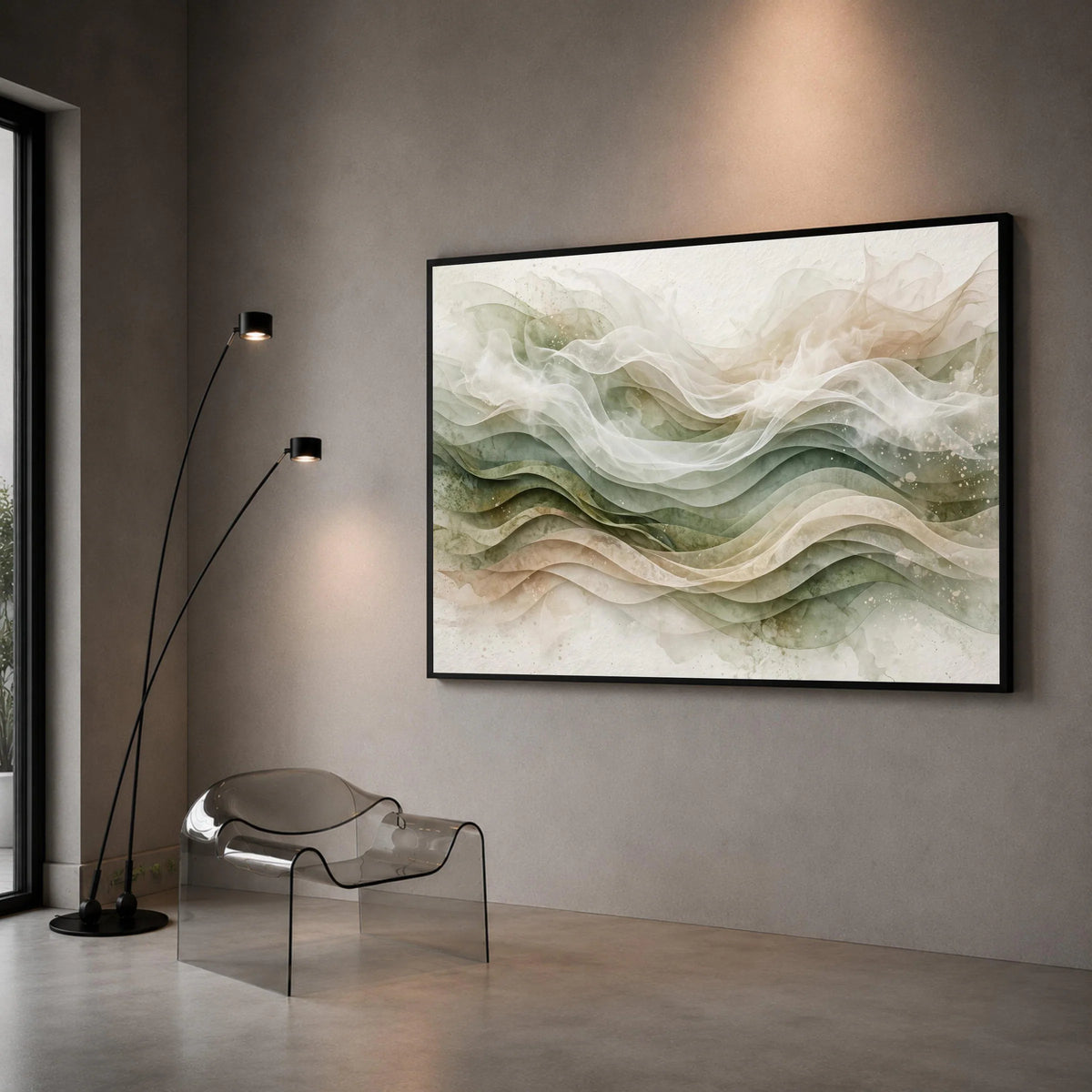 Soft Flowing Waves Canvas Wall Art, Neutral Abstract Landscape, Modern Home Decor, Ethereal Ribbon Design, Ready to Hang Canvas Print Art