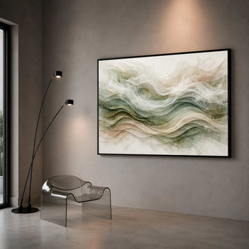 Soft Flowing Waves Canvas Wall Art, Neutral Abstract Landscape, Modern Home Decor, Ethereal Ribbon Design, Ready to Hang Canvas Print Art