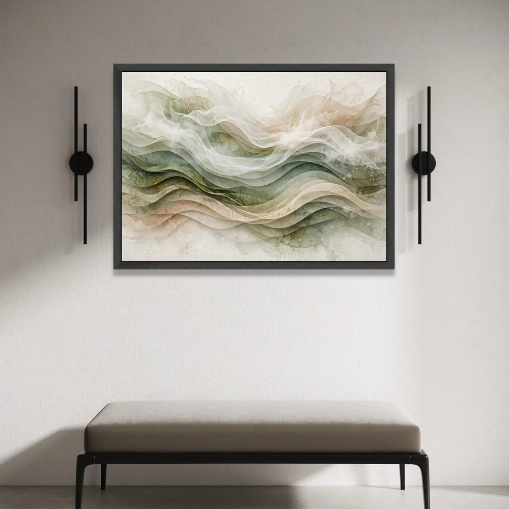 Soft Flowing Waves Canvas Wall Art, Neutral Abstract Landscape, Modern Home Decor, Ethereal Ribbon Design, Ready to Hang Canvas Print Art