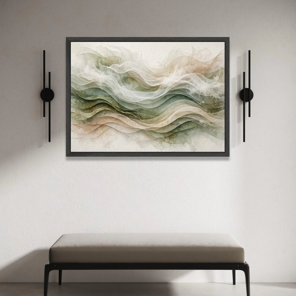 Soft Flowing Waves Canvas Wall Art, Neutral Abstract Landscape, Modern Home Decor, Ethereal Ribbon Design, Ready to Hang Canvas Print Art