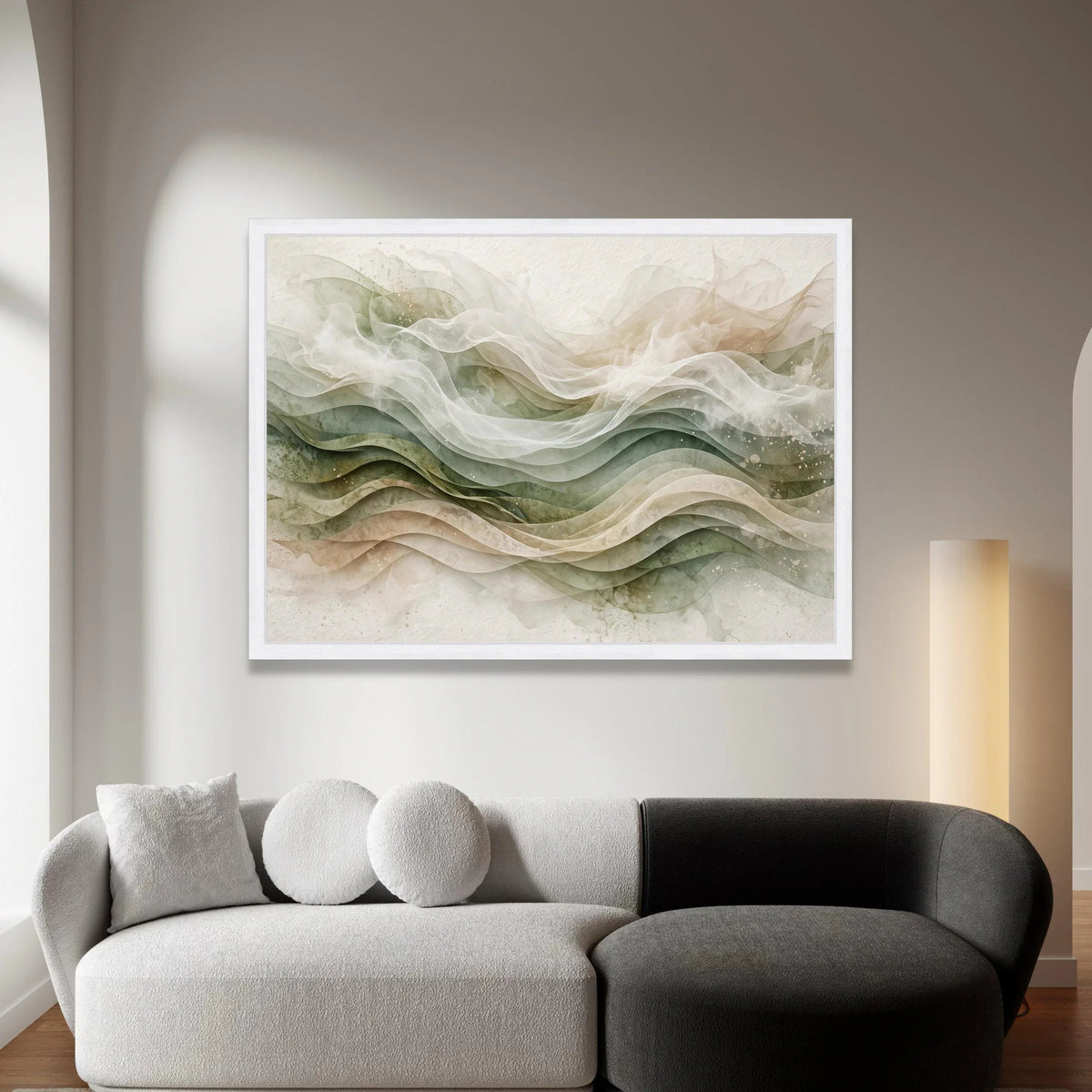 Soft Flowing Waves Canvas Wall Art, Neutral Abstract Landscape, Modern Home Decor, Ethereal Ribbon Design, Ready to Hang Canvas Print Art
