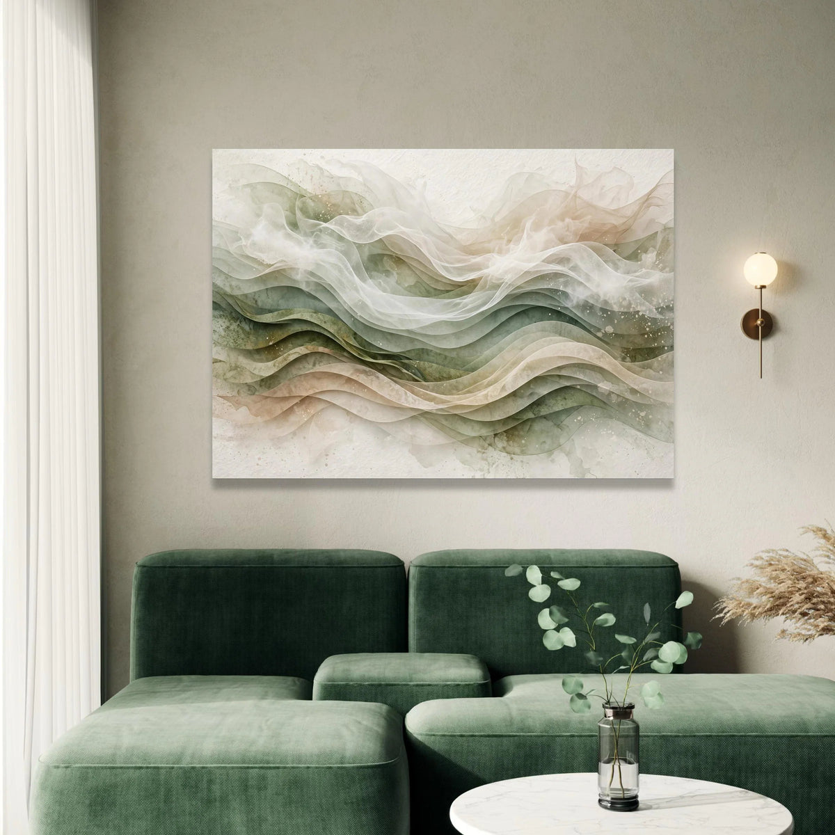 Soft Flowing Waves Canvas Wall Art, Neutral Abstract Landscape, Modern Home Decor, Ethereal Ribbon Design, Ready to Hang Canvas Print Art