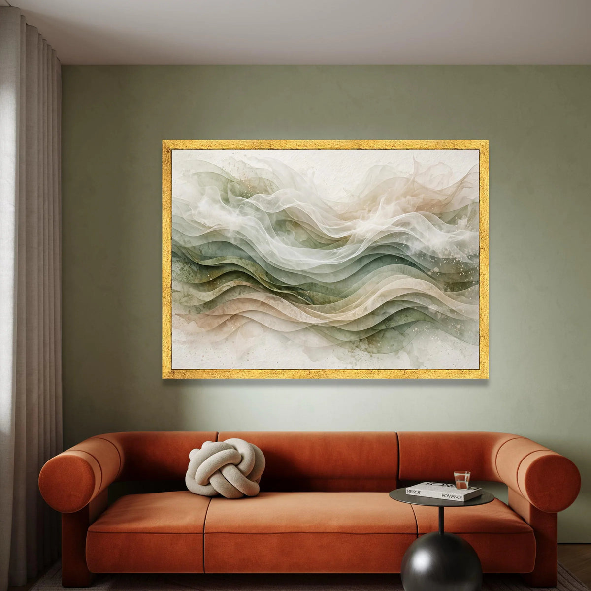 Soft Flowing Waves Canvas Wall Art, Neutral Abstract Landscape, Modern Home Decor, Ethereal Ribbon Design, Ready to Hang Canvas Print Art
