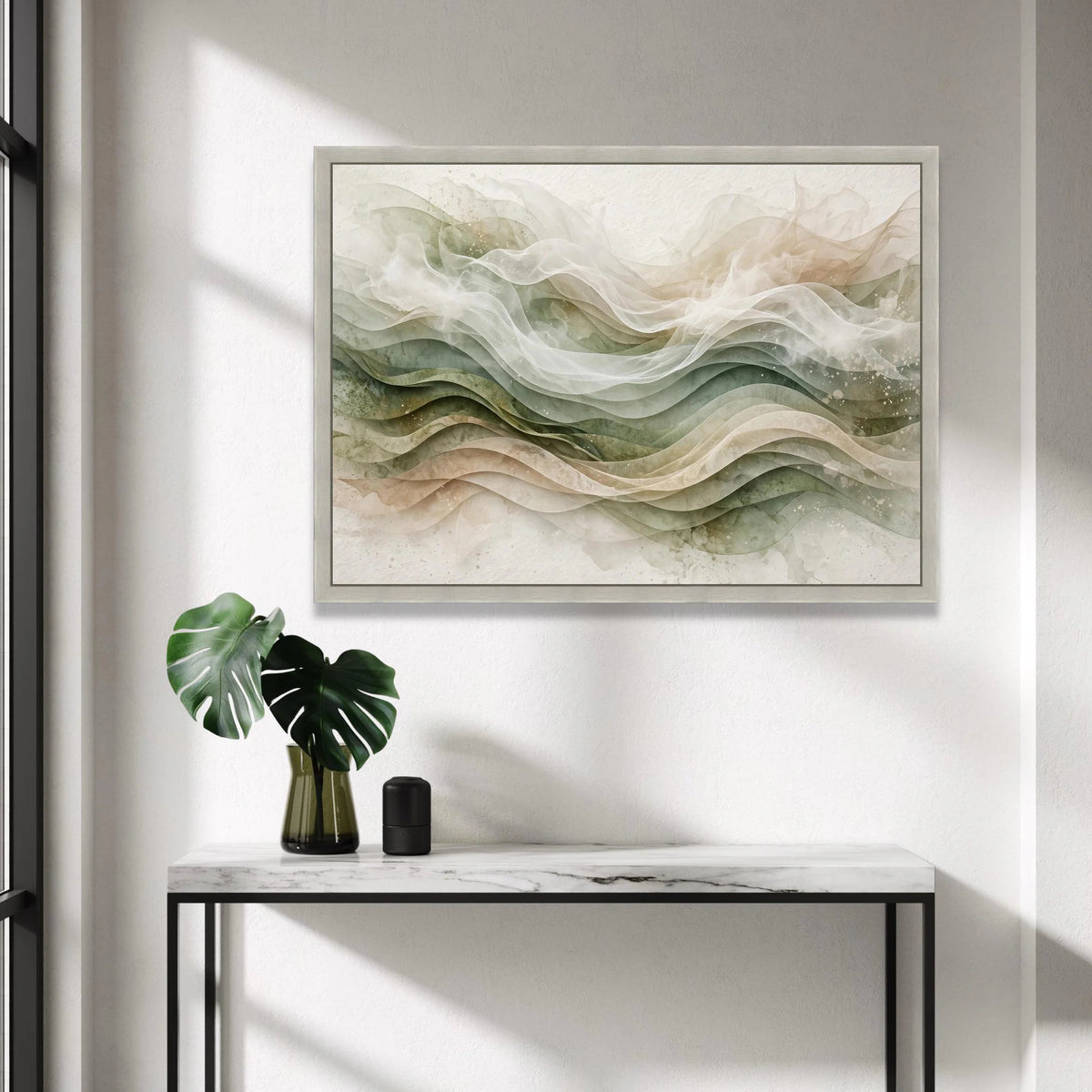 Soft Flowing Waves Canvas Wall Art, Neutral Abstract Landscape, Modern Home Decor, Ethereal Ribbon Design, Ready to Hang Canvas Print Art