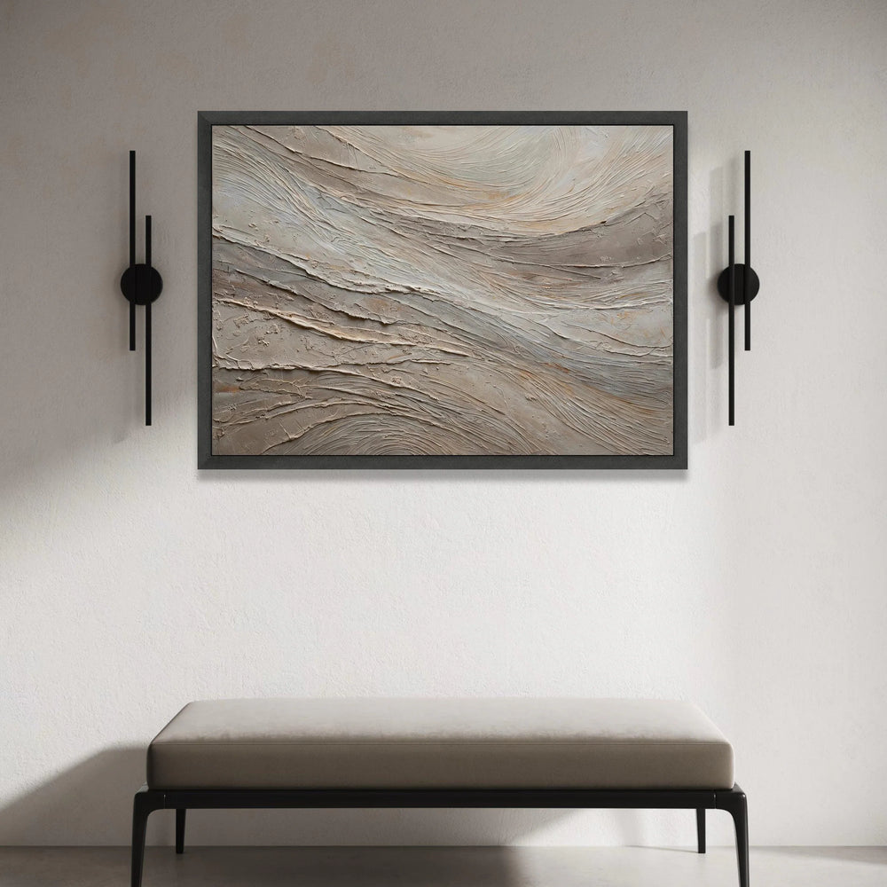 Neutral Abstract Flow Canvas Wall Art, Modern Gray Beige Painting, Contemporary Home Decoration, Minimalist Canvas Design, Canvas Print Art