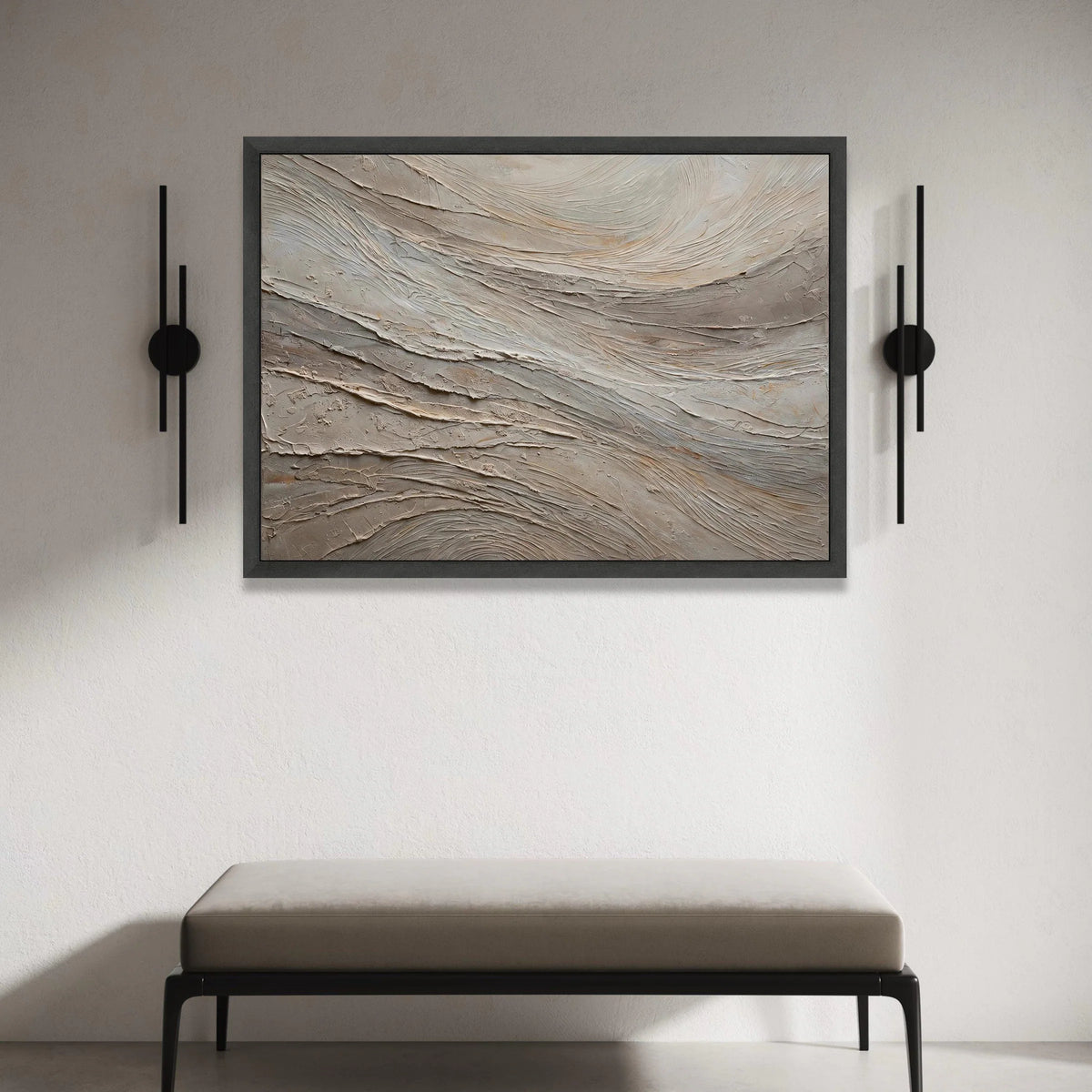Neutral Abstract Flow Canvas Wall Art, Modern Gray Beige Painting, Contemporary Home Decoration, Minimalist Canvas Design, Canvas Print Art