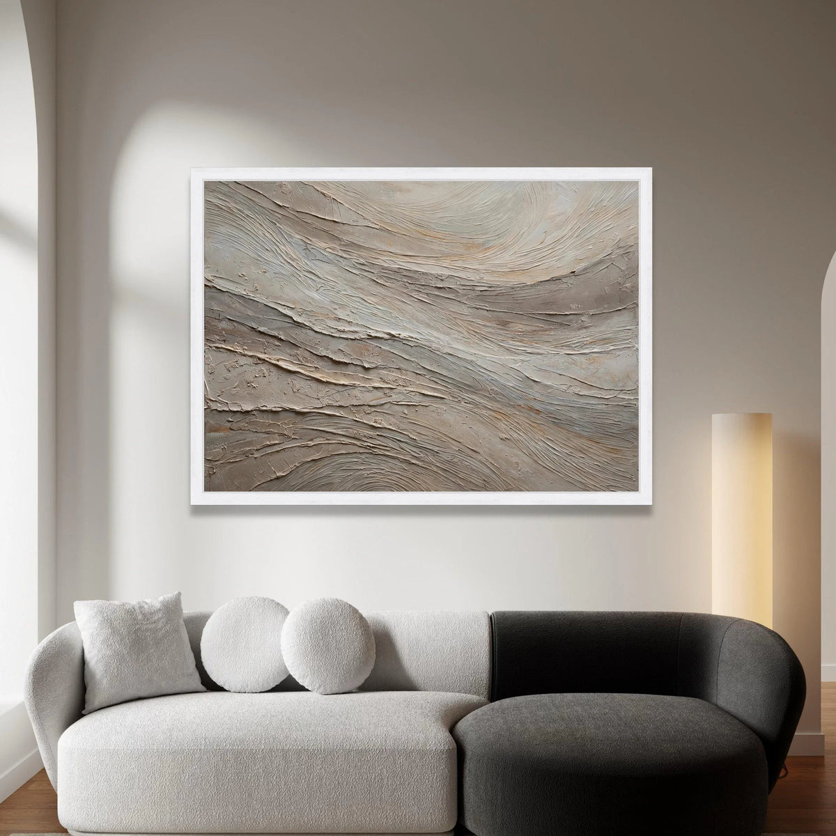 Neutral Abstract Flow Canvas Wall Art, Modern Gray Beige Painting, Contemporary Home Decoration, Minimalist Canvas Design, Canvas Print Art