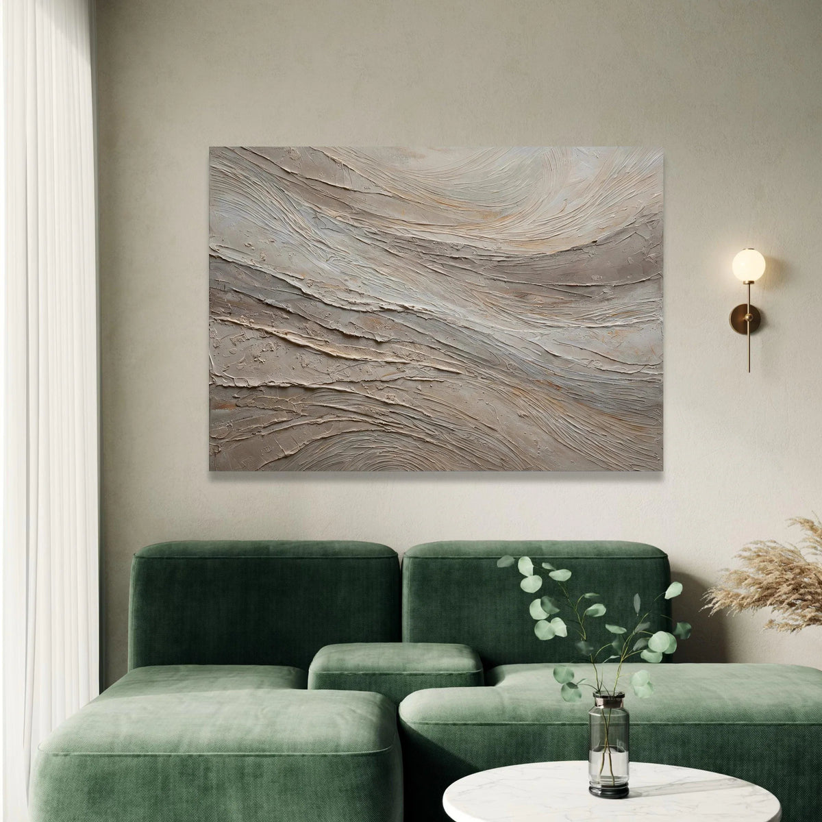 Neutral Abstract Flow Canvas Wall Art, Modern Gray Beige Painting, Contemporary Home Decoration, Minimalist Canvas Design, Canvas Print Art