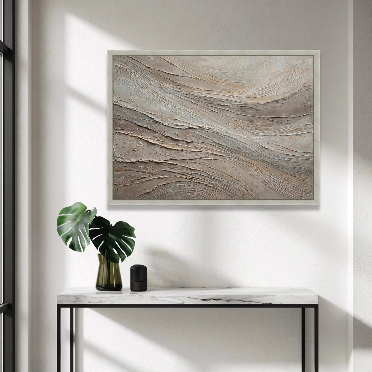 Neutral Abstract Flow Canvas Wall Art, Modern Gray Beige Painting, Contemporary Home Decoration, Minimalist Canvas Design, Canvas Print Art