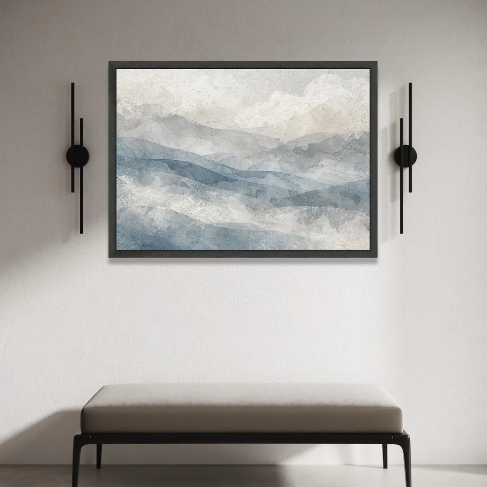 Soft Blue Waves Abstract Canvas, Serene Ocean Wall Art, Coastal Home Decoration, Modern Landscape Canvas, Ready to Hang Art Canvas Print Art