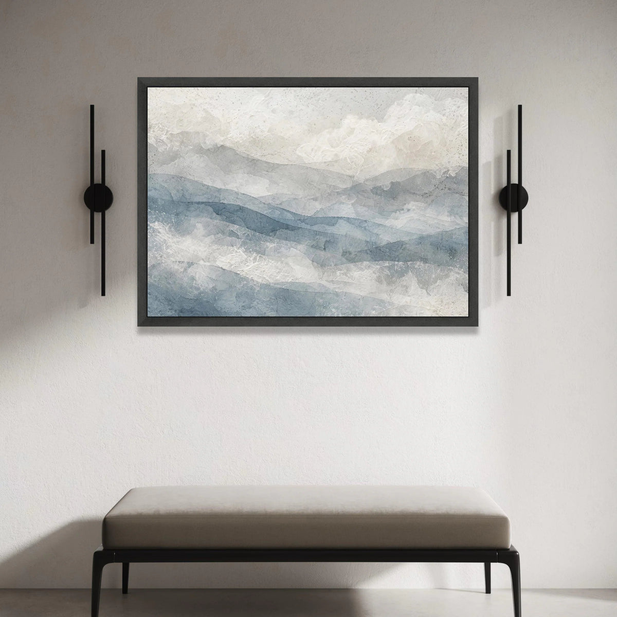 Soft Blue Waves Abstract Canvas, Serene Ocean Wall Art, Coastal Home Decoration, Modern Landscape Canvas, Ready to Hang Art Canvas Print Art