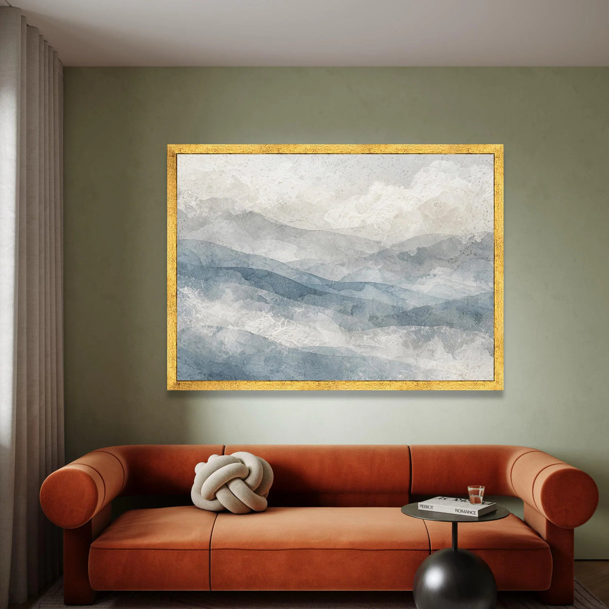 Soft Blue Waves Abstract Canvas, Serene Ocean Wall Art, Coastal Home Decoration, Modern Landscape Canvas, Ready to Hang Art Canvas Print Art