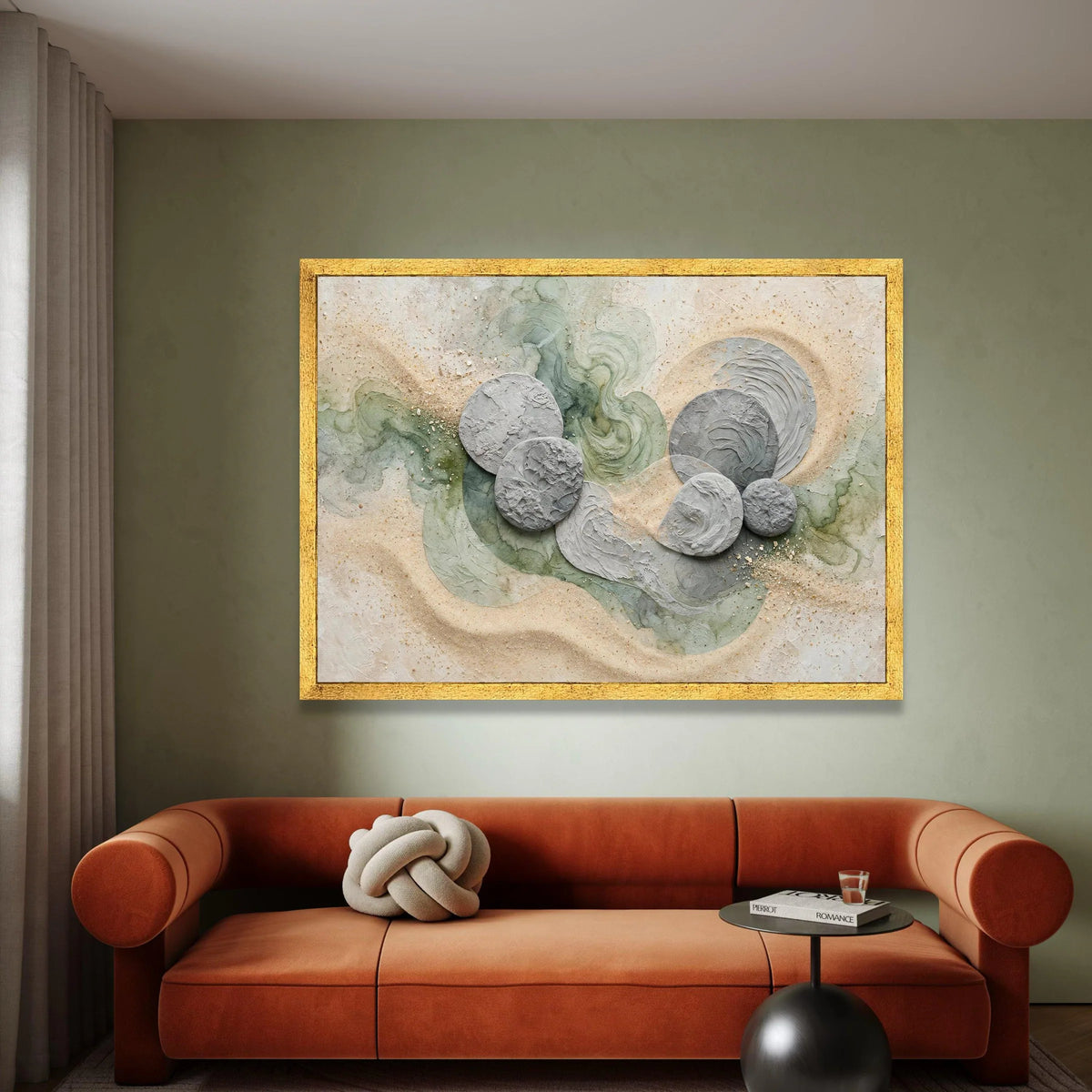 Abstract Natural Stone Circles Canvas, Earth Tone Wall Art, Modern Organic Design, Neutral Home Decoration, Minimalist Canvas Print Art
