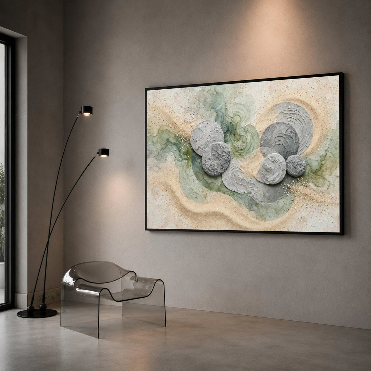 Abstract Natural Stone Circles Canvas, Earth Tone Wall Art, Modern Organic Design, Neutral Home Decoration, Minimalist Canvas Print Art