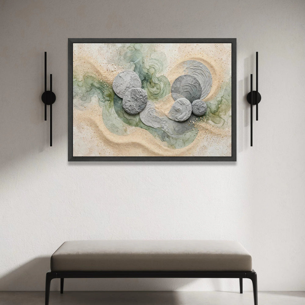 Abstract Natural Stone Circles Canvas, Earth Tone Wall Art, Modern Organic Design, Neutral Home Decoration, Minimalist Canvas Print Art