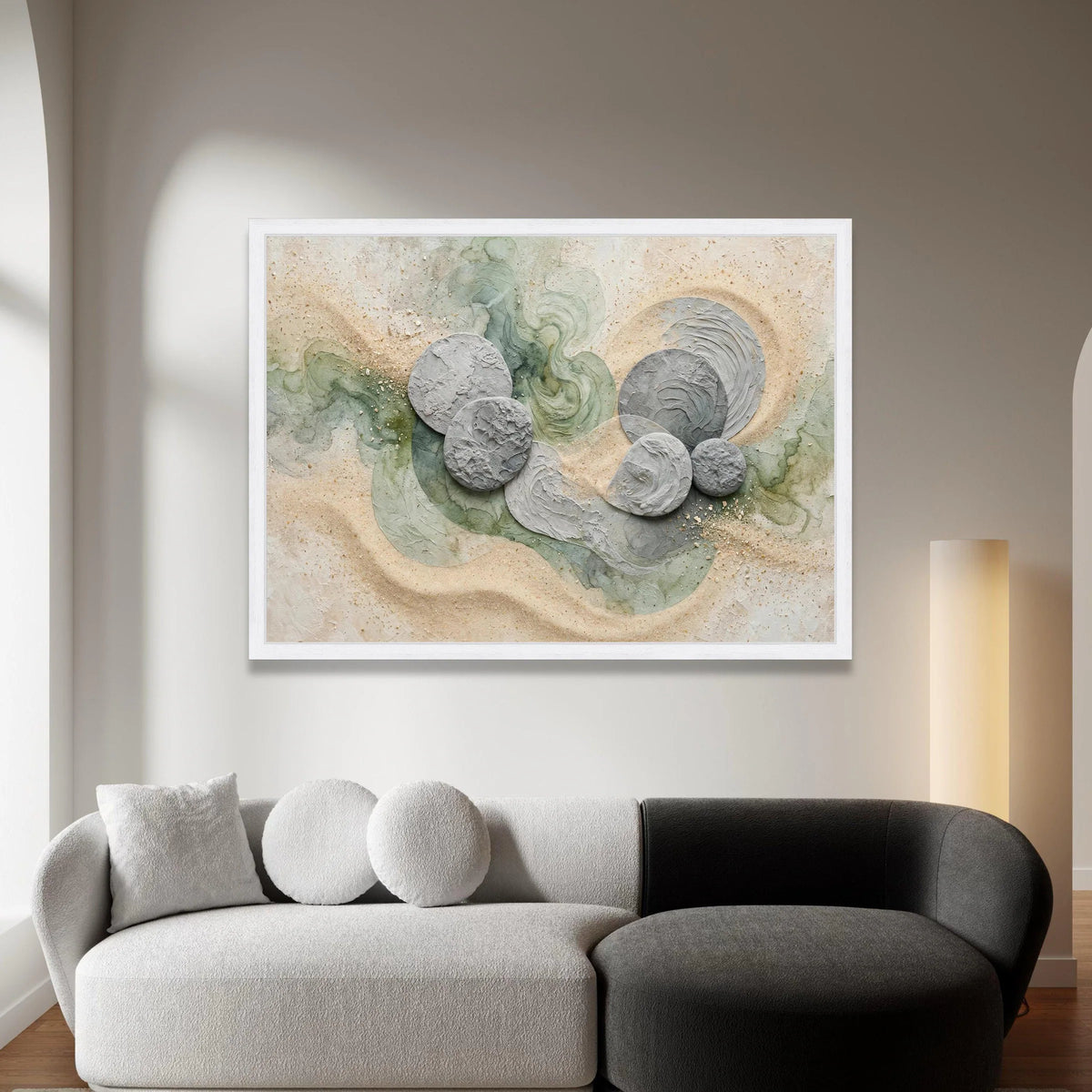 Abstract Natural Stone Circles Canvas, Earth Tone Wall Art, Modern Organic Design, Neutral Home Decoration, Minimalist Canvas Print Art