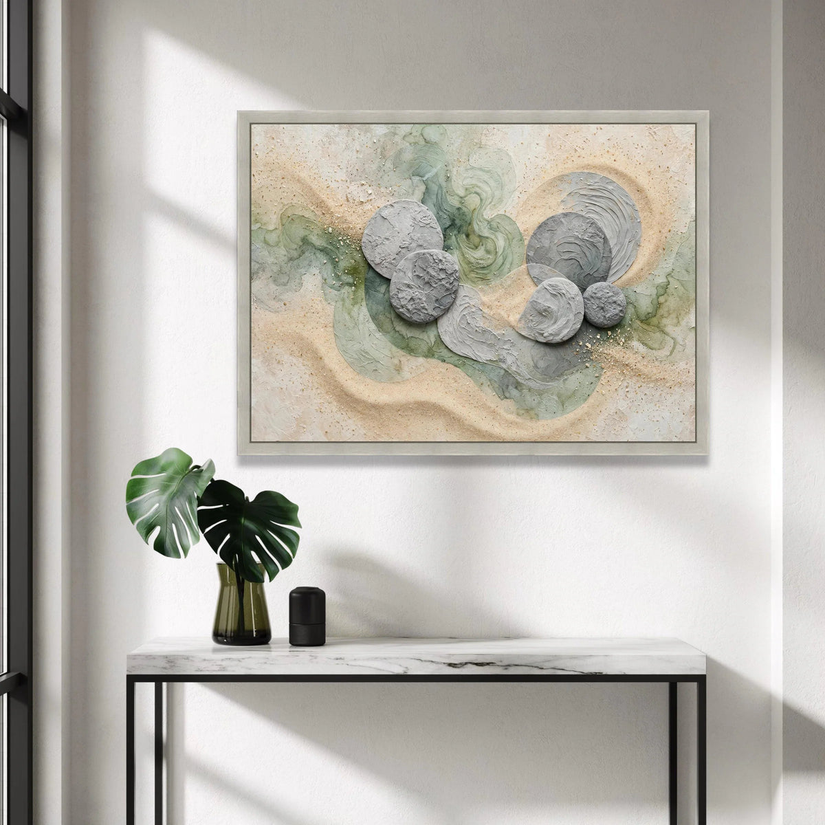 Abstract Natural Stone Circles Canvas, Earth Tone Wall Art, Modern Organic Design, Neutral Home Decoration, Minimalist Canvas Print Art