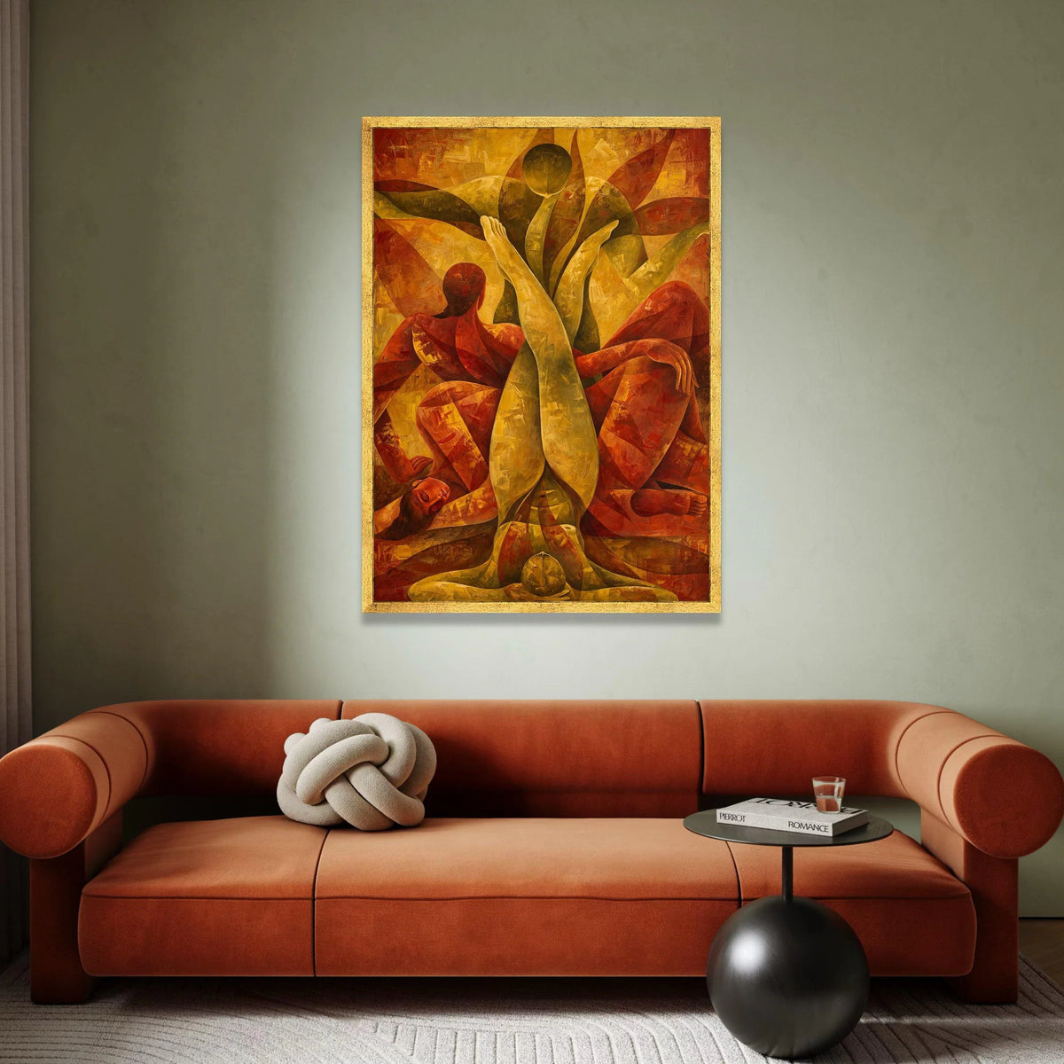 Abstract Human Figures Canvas, Warm Toned Figurative Wall Art, Modern Expressionist Home Decor, Artistic Geometric Canvas, Canvas Print Art