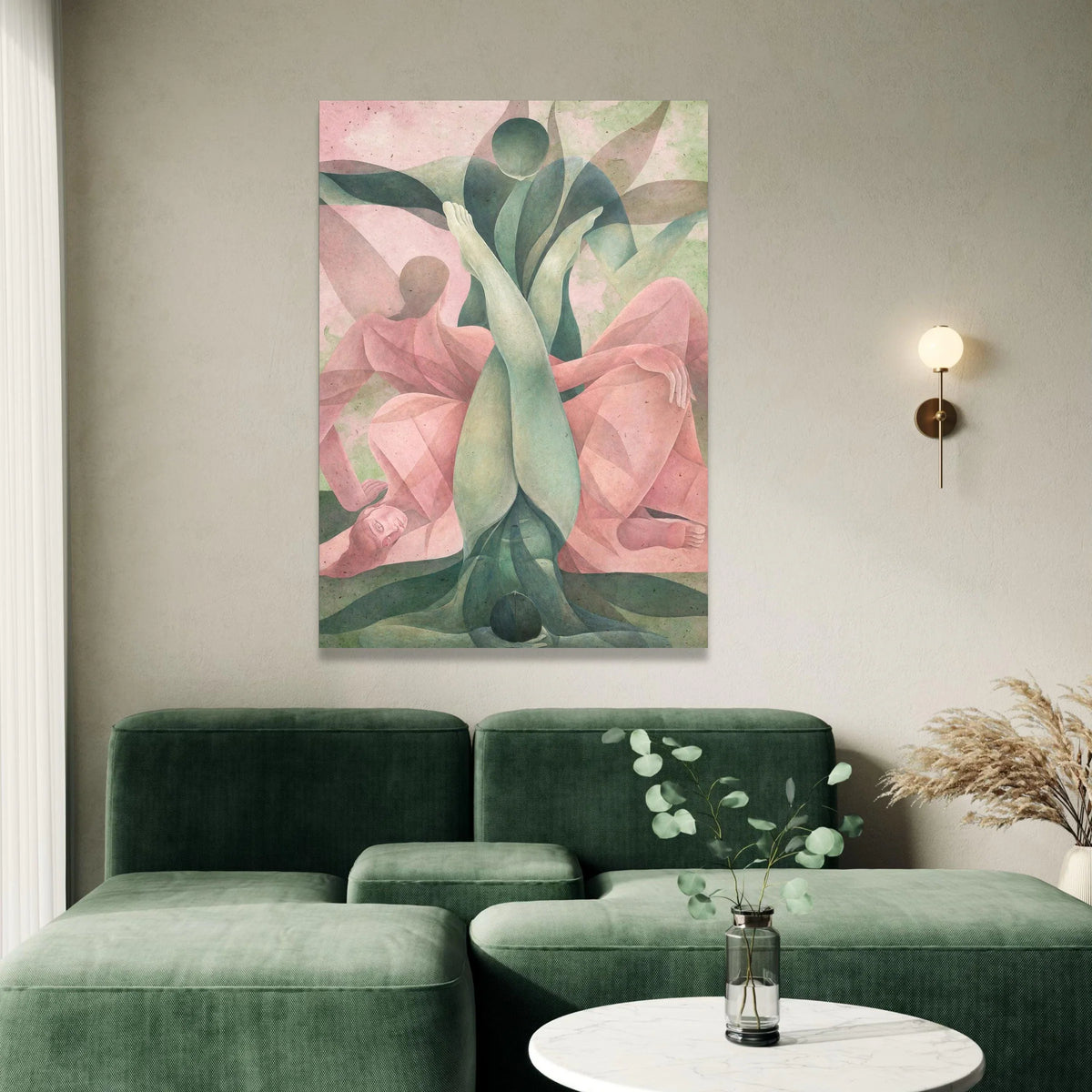 Abstract Human Form Canvas, Surreal Figurative Art, Soft Pastel Wall Decor, Modern Home Canvas, Contemporary Wall Art Canvas Print Art