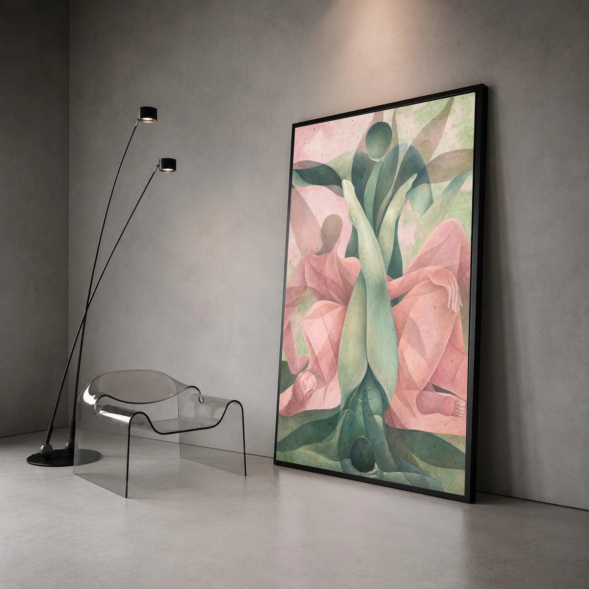 Abstract Human Form Canvas, Surreal Figurative Art, Soft Pastel Wall Decor, Modern Home Canvas, Contemporary Wall Art Canvas Print Art