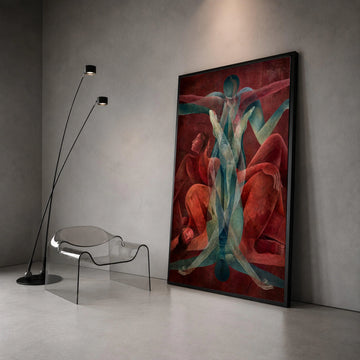 Abstract Human Figures Canvas, Contemporary Figurative Wall Art, Bold Red and Blue Painting, Modern Expressionist Canvas, Canvas Print Art