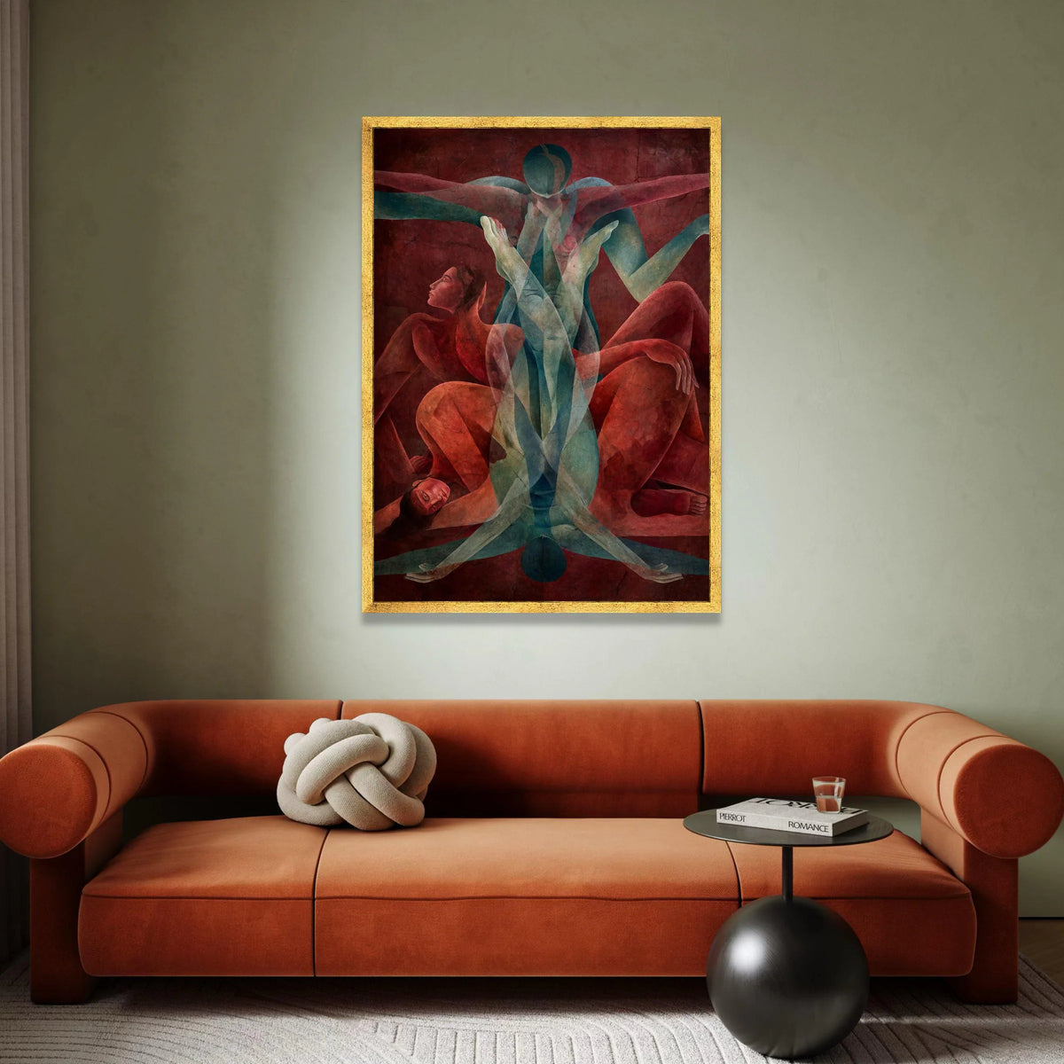 Abstract Human Figures Canvas, Contemporary Figurative Wall Art, Bold Red and Blue Painting, Modern Expressionist Canvas, Canvas Print Art
