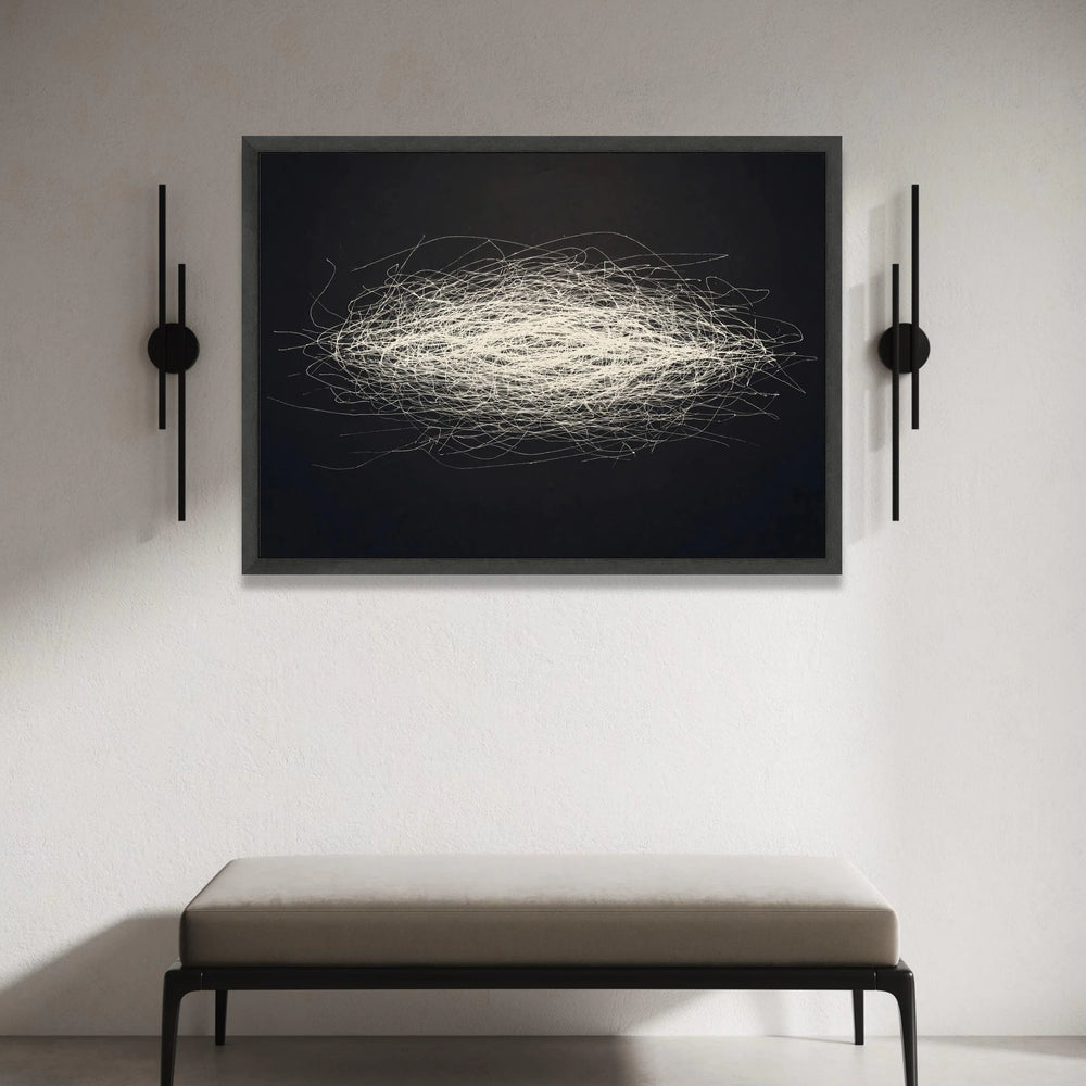 Abstract White Scribble Lines Canvas, Minimalist Black Wall Art, Modern Home Decoration, Contemporary Canvas Design Canvas Print Art