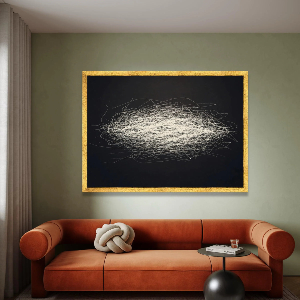 Abstract White Scribble Lines Canvas, Minimalist Black Wall Art, Modern Home Decoration, Contemporary Canvas Design Canvas Print Art