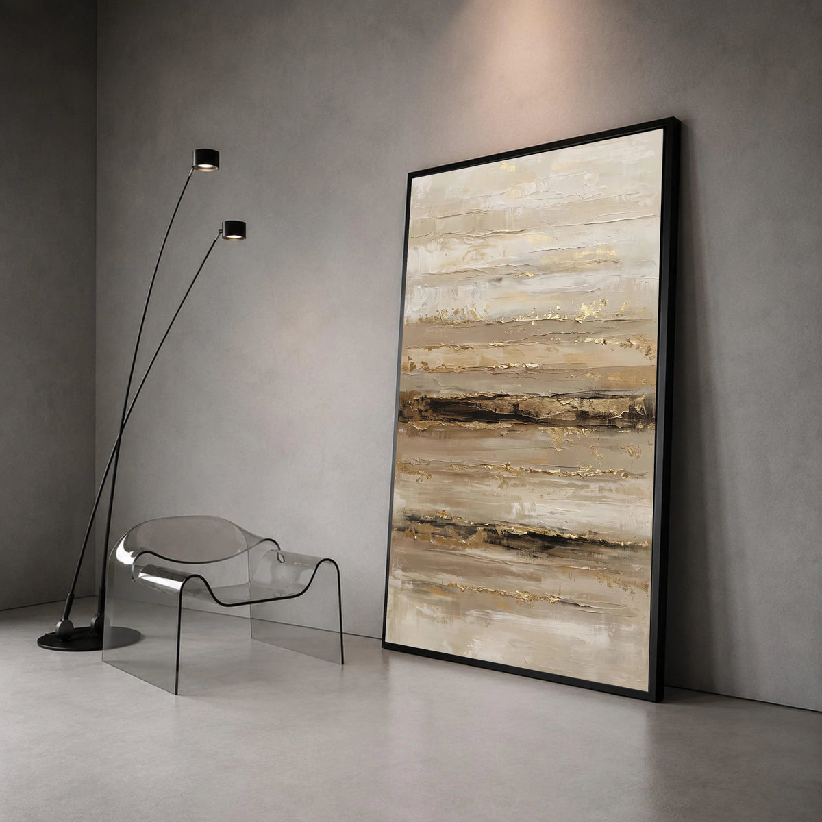 Neutral Toned Abstract Stripes Canvas Wall Art, Horizontal Lines Canvas, Modern Living Room Decor, Earthy Colors Canvas Canvas Print Art