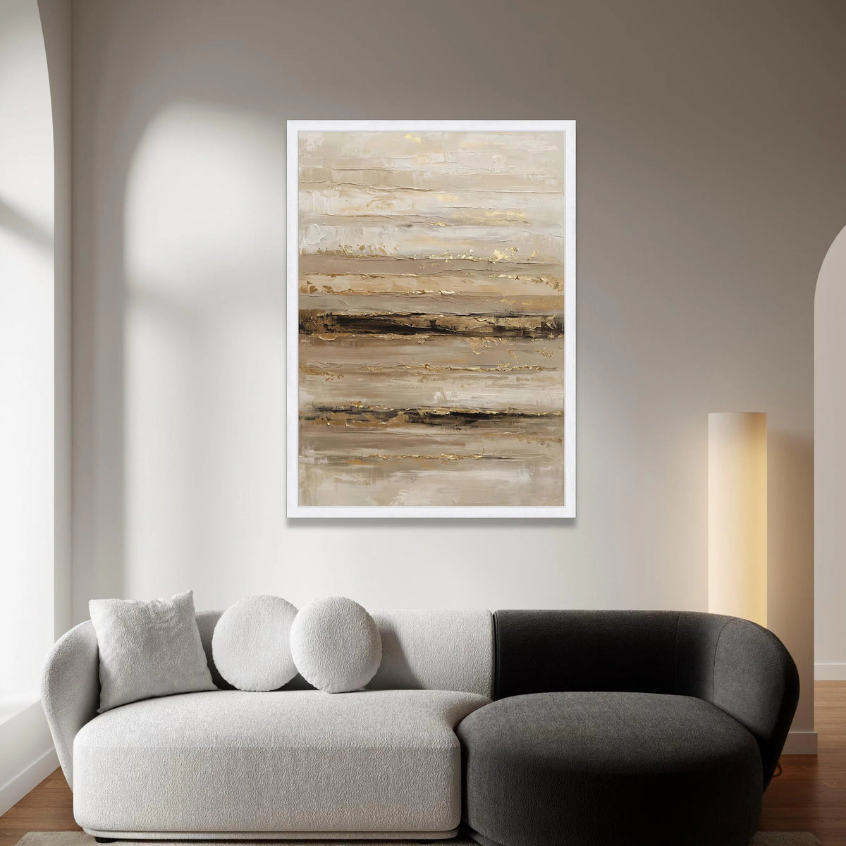 Neutral Toned Abstract Stripes Canvas Wall Art, Horizontal Lines Canvas, Modern Living Room Decor, Earthy Colors Canvas Canvas Print Art