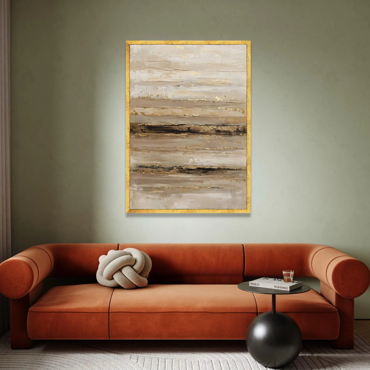 Neutral Toned Abstract Stripes Canvas Wall Art, Horizontal Lines Canvas, Modern Living Room Decor, Earthy Colors Canvas Canvas Print Art