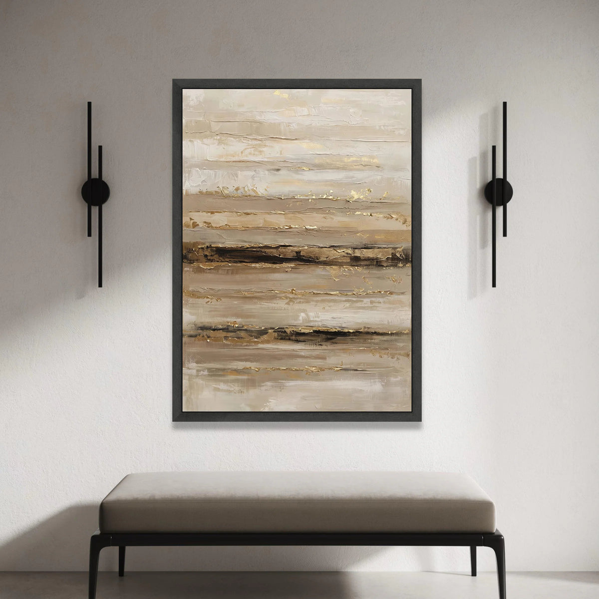 Neutral Toned Abstract Stripes Canvas Wall Art, Horizontal Lines Canvas, Modern Living Room Decor, Earthy Colors Canvas Canvas Print Art
