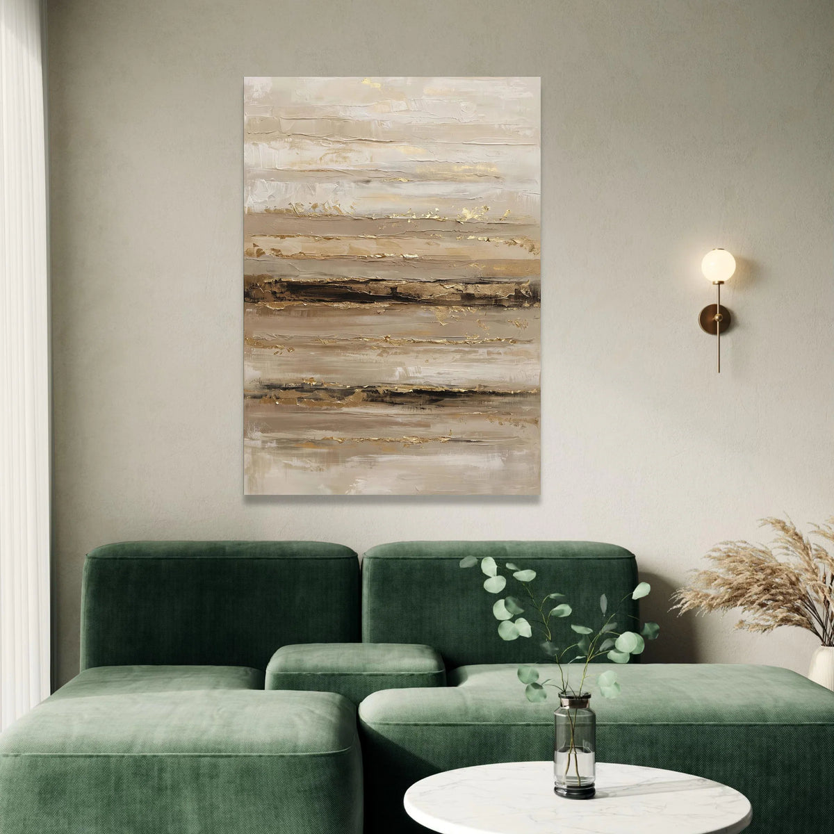 Neutral Toned Abstract Stripes Canvas Wall Art, Horizontal Lines Canvas, Modern Living Room Decor, Earthy Colors Canvas Canvas Print Art