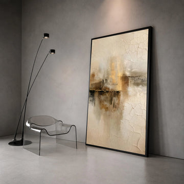 Warm Neutral Abstract Canvas, Rustic Cracked Wall Art, Earth Tone Decor, Modern Home Accent, Beige Brown Canvas Painting Canvas Print Art