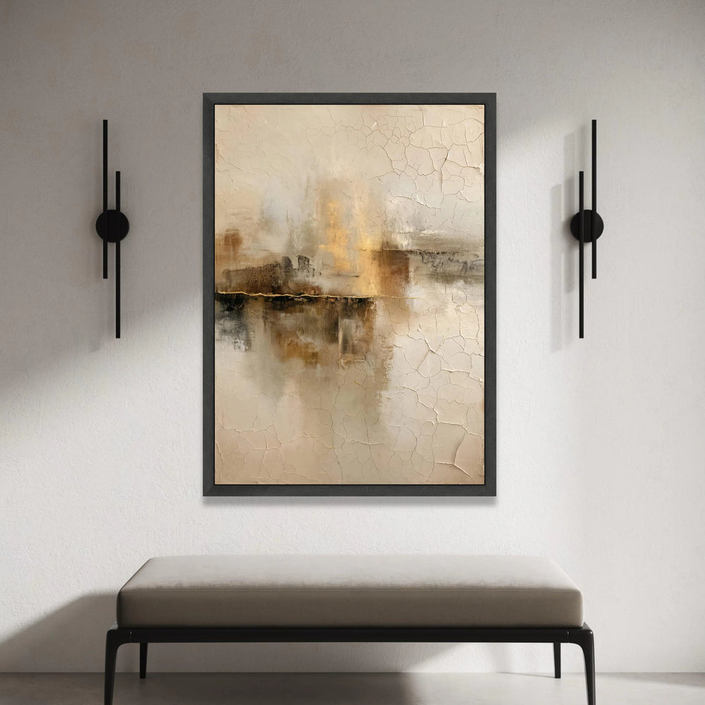 Warm Neutral Abstract Canvas, Rustic Cracked Wall Art, Earth Tone Decor, Modern Home Accent, Beige Brown Canvas Painting Canvas Print Art