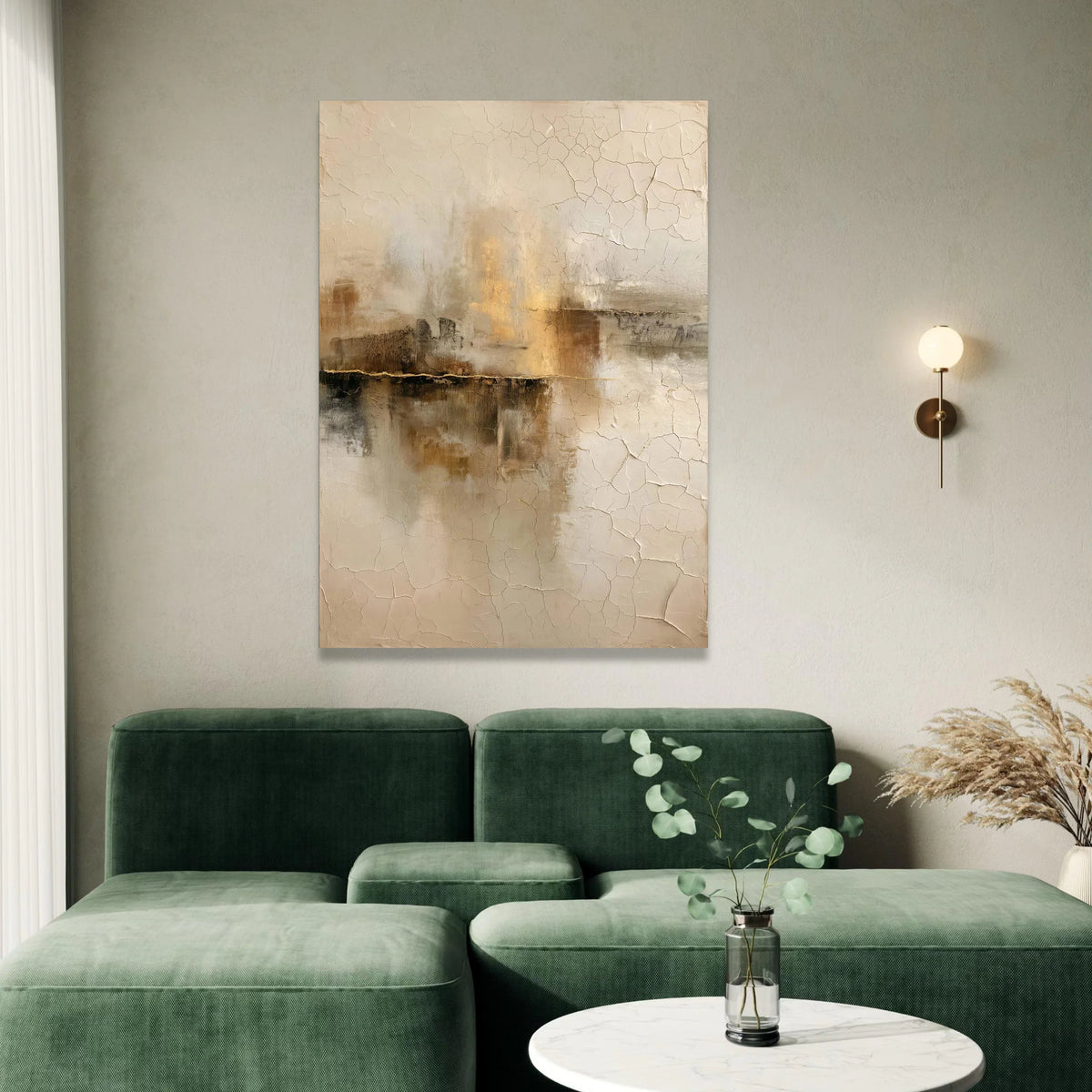 Warm Neutral Abstract Canvas, Rustic Cracked Wall Art, Earth Tone Decor, Modern Home Accent, Beige Brown Canvas Painting Canvas Print Art