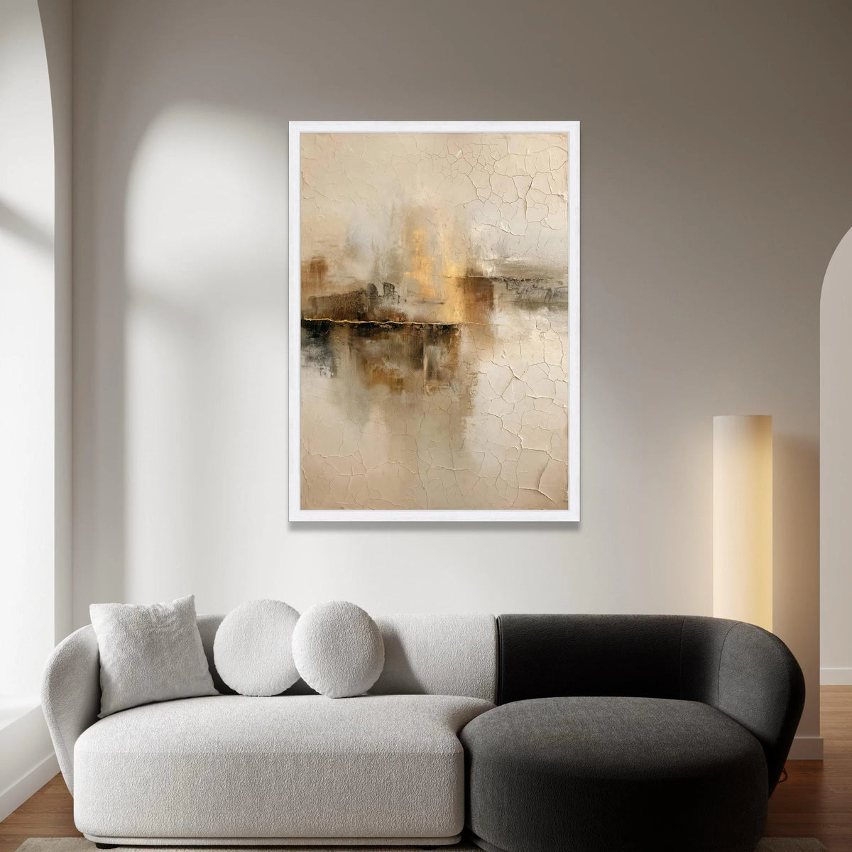 Warm Neutral Abstract Canvas, Rustic Cracked Wall Art, Earth Tone Decor, Modern Home Accent, Beige Brown Canvas Painting Canvas Print Art