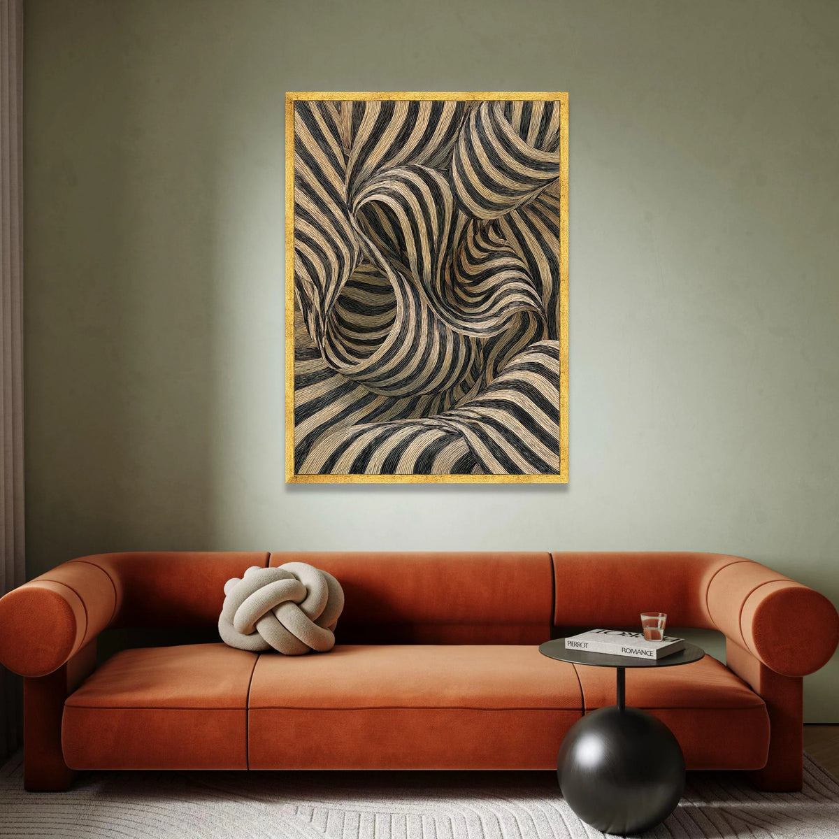 Abstract Curved Lines Canvas, Black and Beige Swirl Wall Art, Modern Pattern Canvas Decor, Contemporary Home Art, Dynamic Canvas Print Art