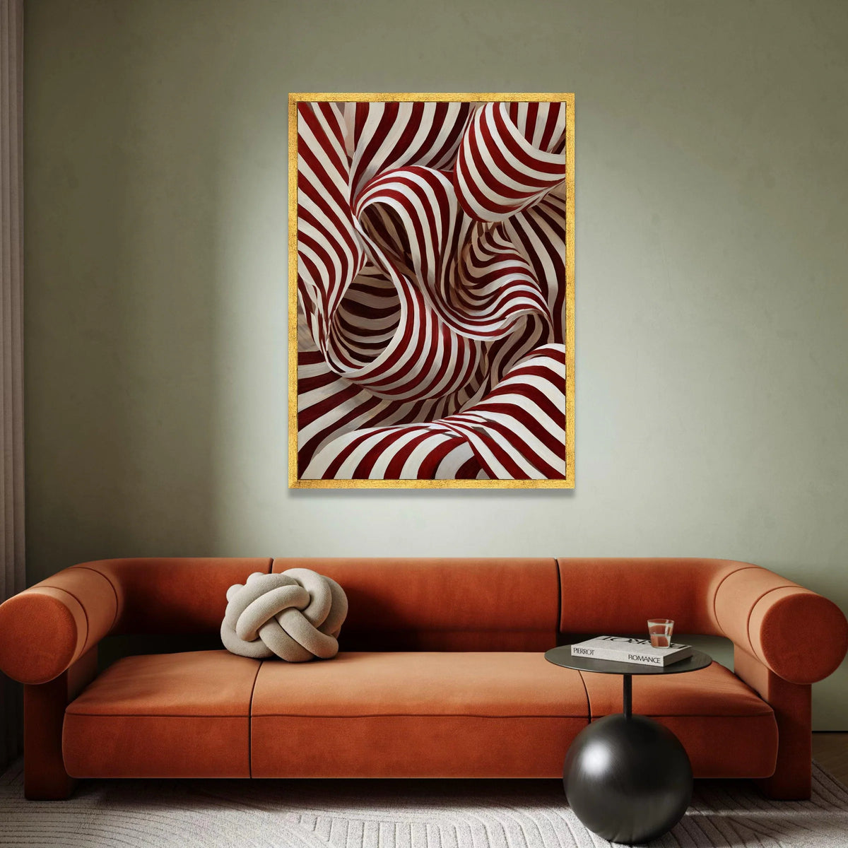 Dynamic Red and White Stripes Canvas, Abstract Swirling Pattern Wall Art, Modern Optical Illusion Design, Bold Home Decor Canvas Print Art