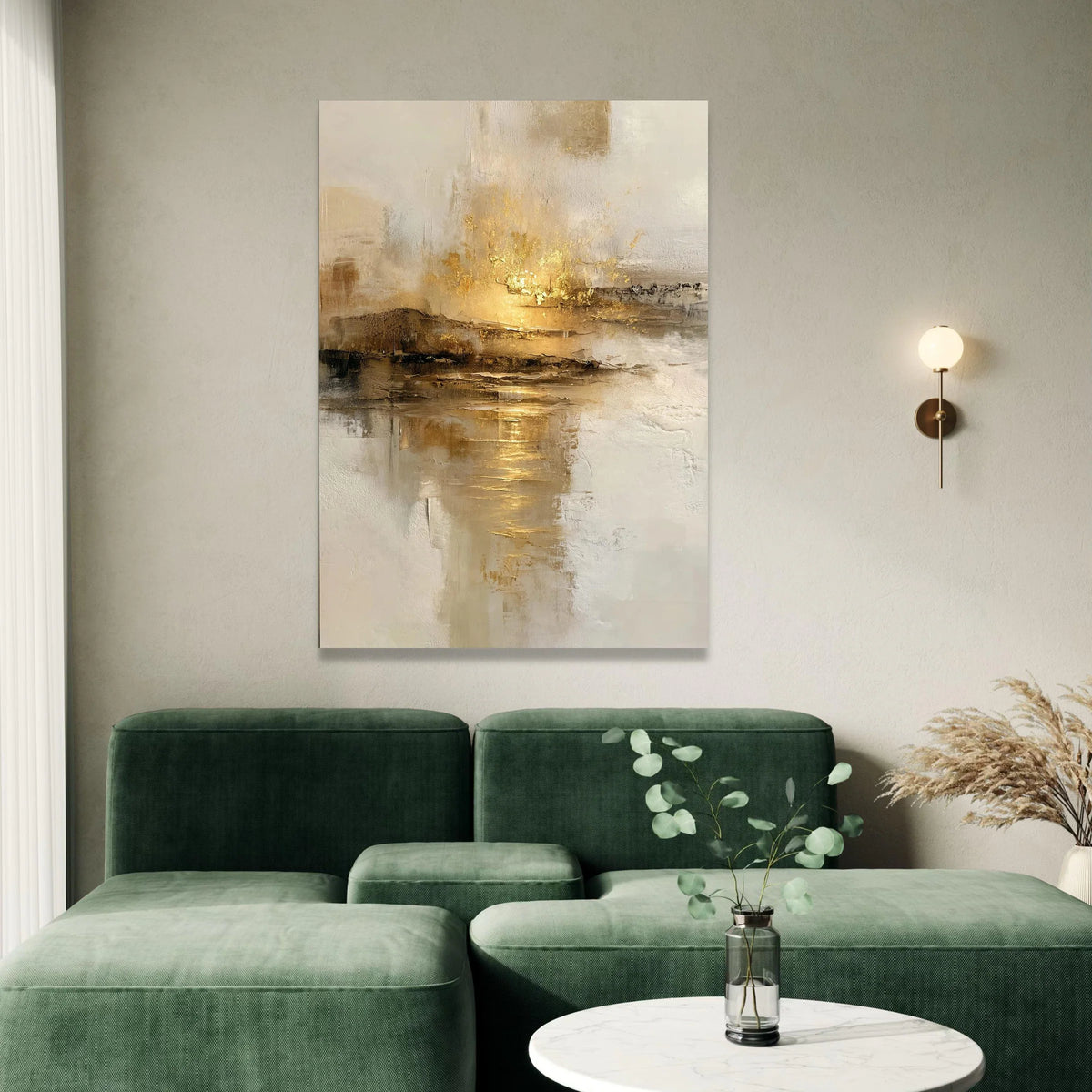 Golden Horizon Abstract Canvas, Modern Metallic Wall Art, Neutral Tones Canvas, Elegant Home Decoration, Contemporary Canvas Print Art