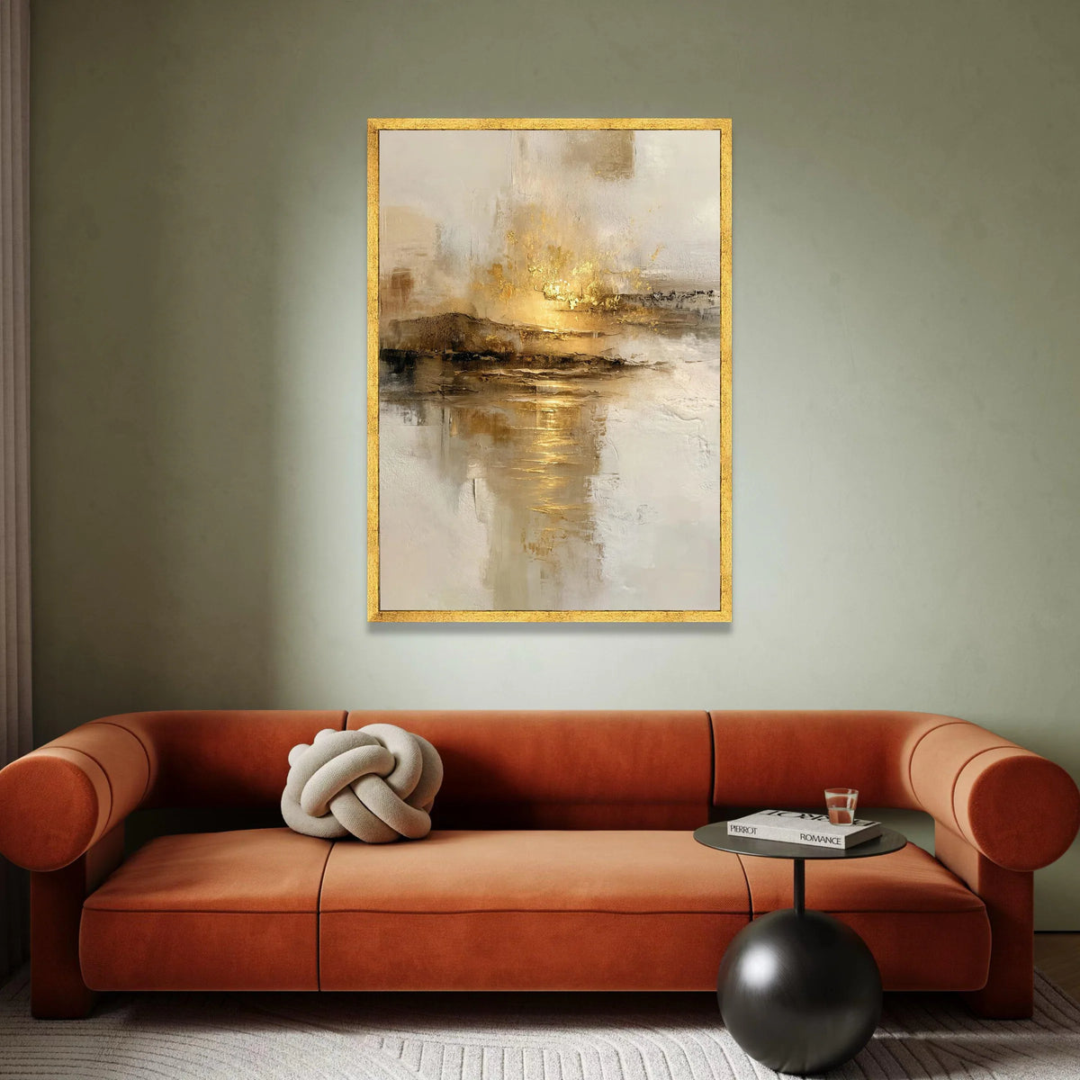 Golden Horizon Abstract Canvas, Modern Metallic Wall Art, Neutral Tones Canvas, Elegant Home Decoration, Contemporary Canvas Print Art