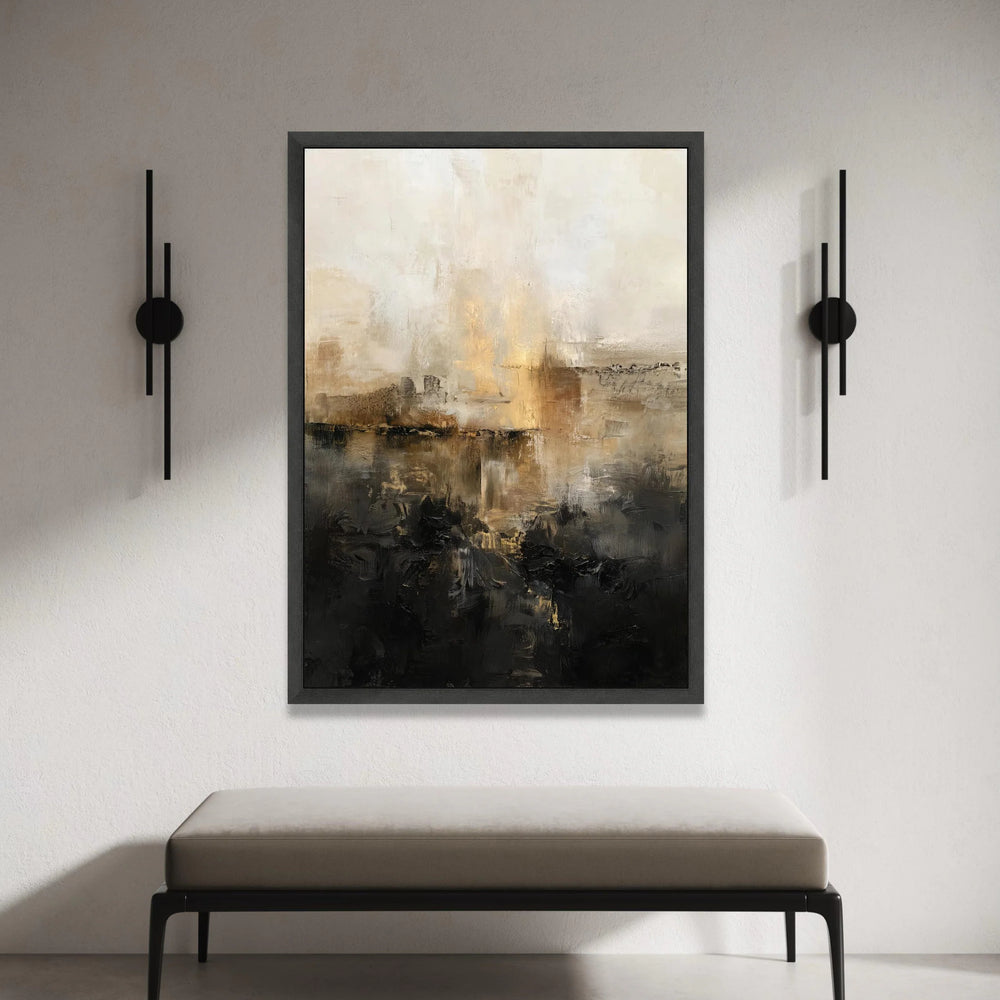 Contemporary Abstract Canvas, Neutral Tones Wall Art, Modern Home Decoration, Beige Black Canvas Painting, Elegant Living Canvas Print Art