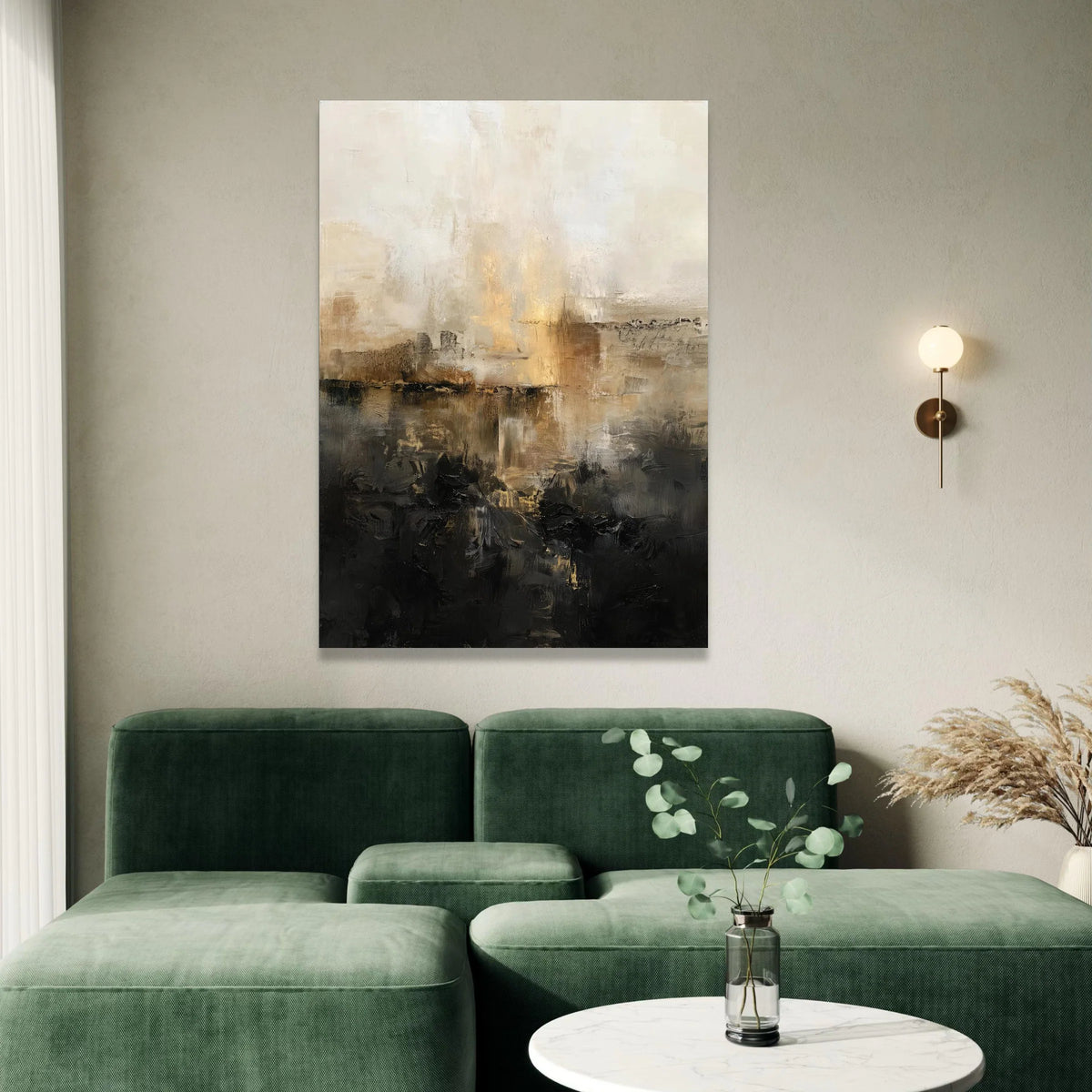 Contemporary Abstract Canvas, Neutral Tones Wall Art, Modern Home Decoration, Beige Black Canvas Painting, Elegant Living Canvas Print Art