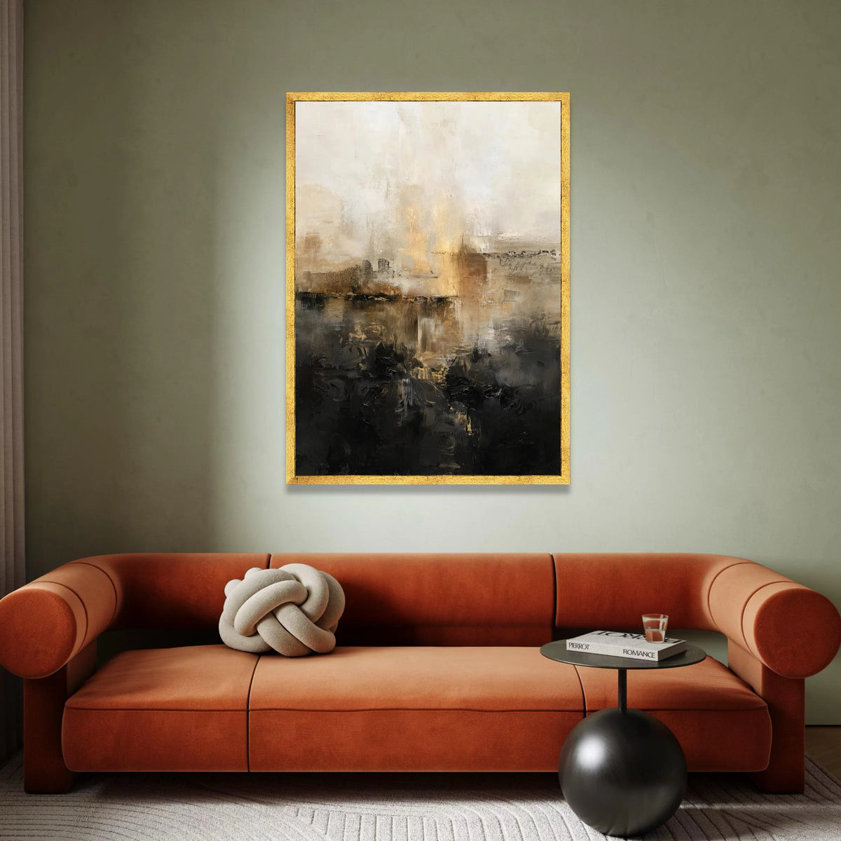 Contemporary Abstract Canvas, Neutral Tones Wall Art, Modern Home Decoration, Beige Black Canvas Painting, Elegant Living Canvas Print Art