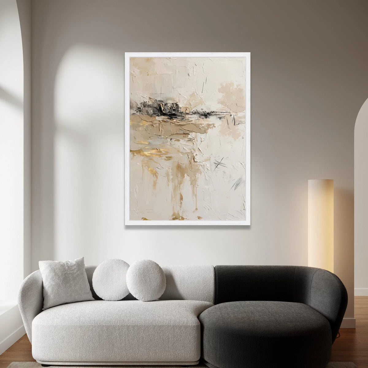 Neutral Abstract Canvas Wall Art, Modern Beige Cream Painting, Minimalist Home Decor, Contemporary Canvas, Ready to Hang Canvas Print Art