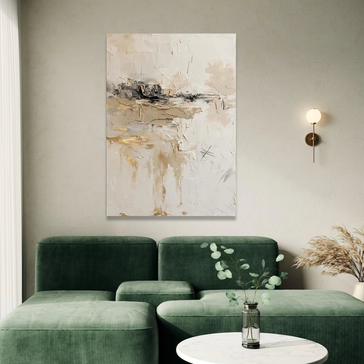 Neutral Abstract Canvas Wall Art, Modern Beige Cream Painting, Minimalist Home Decor, Contemporary Canvas, Ready to Hang Canvas Print Art
