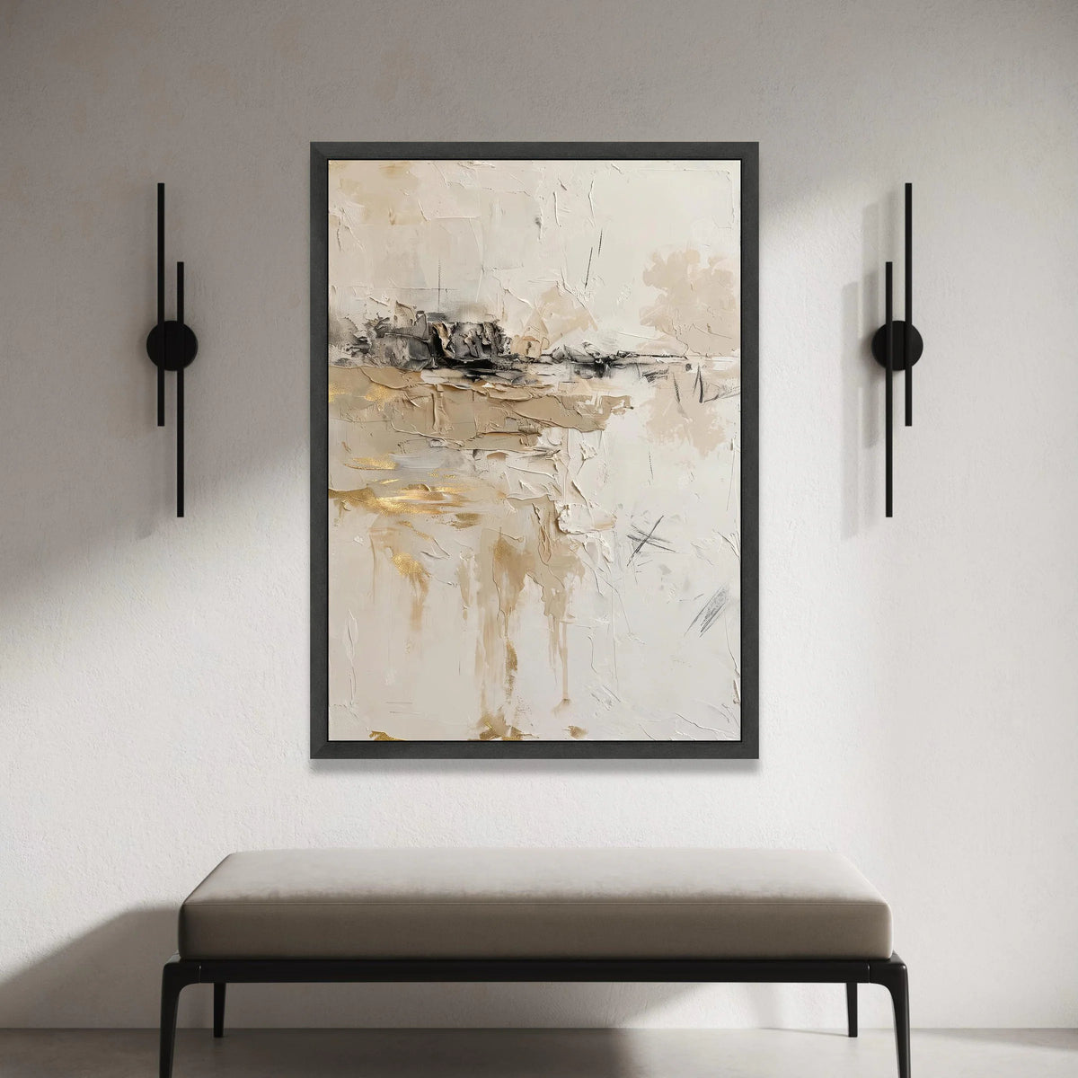 Neutral Abstract Canvas Wall Art, Modern Beige Cream Painting, Minimalist Home Decor, Contemporary Canvas, Ready to Hang Canvas Print Art