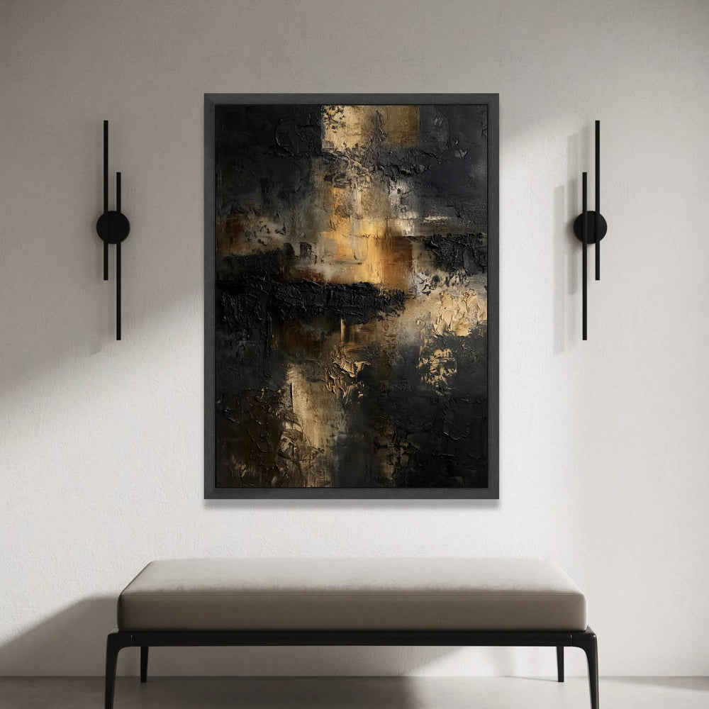 Dark Abstract Canvas Wall Art, Modern Black and Gold Canvas, Contemporary Home Decoration, Look Artwork, Stylish Wall Canvas Print Art