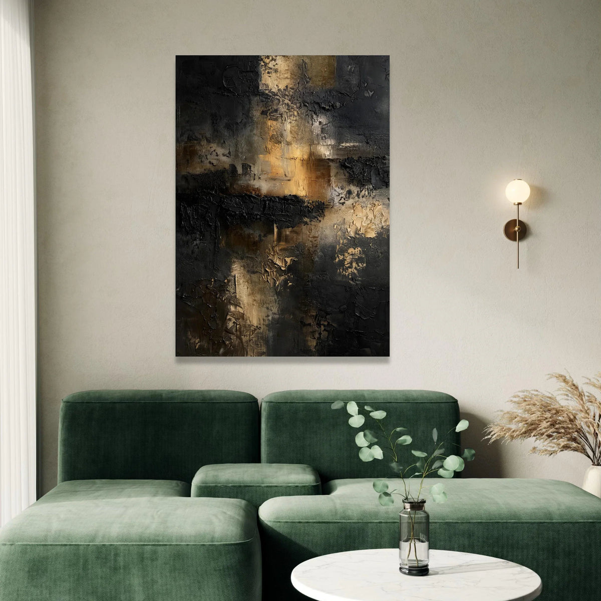 Dark Abstract Canvas Wall Art, Modern Black and Gold Canvas, Contemporary Home Decoration, Look Artwork, Stylish Wall Canvas Print Art