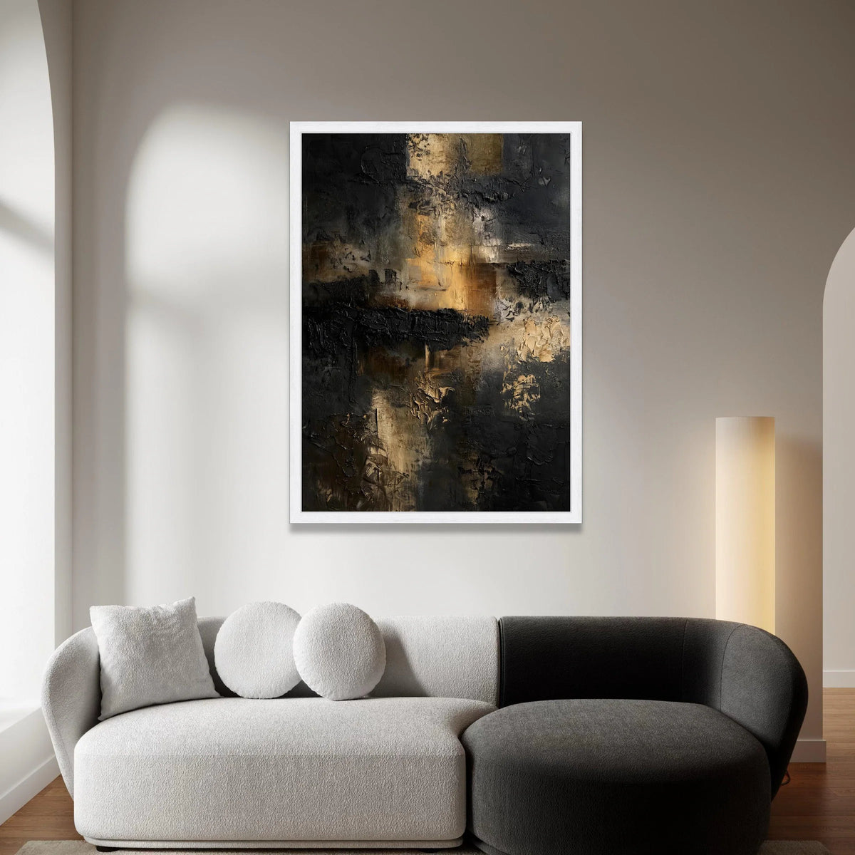 Dark Abstract Canvas Wall Art, Modern Black and Gold Canvas, Contemporary Home Decoration, Look Artwork, Stylish Wall Canvas Print Art